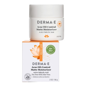 Derma E Acne Oil-Control Matte Moisturizer - 56-Grams glass jar in a box; formerly known as Acne Rebalancing Cream, prevents and sooths breakouts, reducing redness to leave you with beautifully smooth, clear skin.