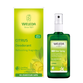 Weleda Citrus Deodorant - 100-ml bottle; an aluminium-free deodorant with natural ingredients  for women to neutralise body odour while still allowing the skin to breathe.