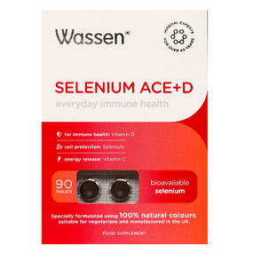 Wassen International Selenium ACE + D - 90-Tablets box; an antioxidant supplement, white/red box 90 tablets, to help support the immune system.
