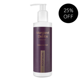 Margaret Dabbs London Hydrating Foot Soak - 200-ml white pump bottle with burgundy label: A creamy, luxurious foot soak formulated to immediately soothe fatigued, inflamed and uncomfortable feet and ankles