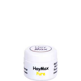HayMax Pure - 5-ml white plastic tub with yellow box; proven to trap airborne allergens such as pollen & dust to reduce allergic symptoms
