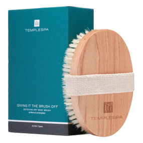 TEMPLESPA Giving It The Brush Off - 1-Pack front image; promotes dry body brushing to revive dull, lifeless skin, as well as boost circulation, remove toxins and help reduce the appearance of cellulite.