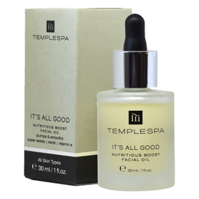 TEMPLESPA It's All Good - 30-ml glass dropper bottle with box; an ultra light nourishing oil for scars & stretch marks.