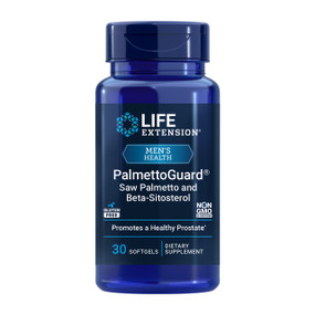 Life Extension PalmettoGuardSaw Palmetto with Beta-Sitosterol - 30-Softgels blue bottle; supports men’s prostate health, helps maintain normal urinary health , helps inhibit inflammation to support prostate health, helps promote healthy hormone metabolism