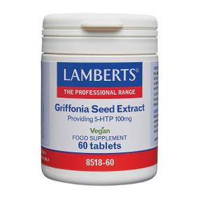 Lamberts Healthcare 5-HTP - 100-mg 60-Tablets in a white plastic tube