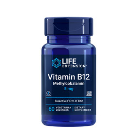 Life Extension Vitamin B12 Methylcobalamin - 5-mg 60-Lozenges bottle; supports healthy homocysteine levels, brain health and cognition