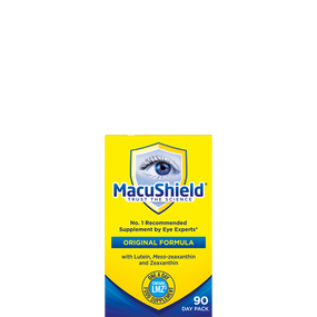 MacuVision Europe MacuShield - 90-Capsules front image; contains lutein & antioxidants from marigolds to help protect the eyes