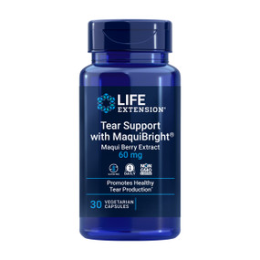 Life Extension Tear Support with MaquiBright - 30-Capsules bottle; a natural remedy to enhance tear production and alleviate the symptoms of dry eyes.