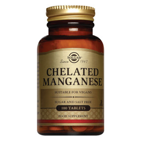 Solgar Vitamins Chelated Manganese - 100-Tablets jar; supports healthy joint function & protein & fat metabolism.