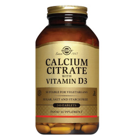 Solgar Vitamins Calcium Citrate with Vitamin D3 - 240-Tablets jar; provides calcium citrate with vitamin D3 for healthy bones