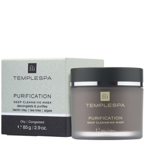 The Marine Mud and natural extracts within Temple Spa’s Purification Deep Cleansing Face Mask help unblock clogged pores to combat blackheads and blemishes in oily skin.