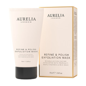 Aurelia London Refine & Polish Exfoliation Mask - pink box and pink 75-ml tube, brightens dull, rough, congested and lacklustre complexions when used as an exfoliator or five-minute enzyme mask.