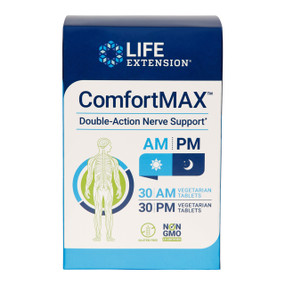 Life Extension ComfortMAX - 60-Tablets front image; calms the nerves  to help alleviate discomfort in joints & muscles