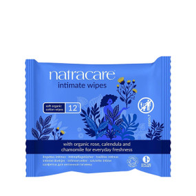Natracare Organic Intimate Wipes - 12-Wipes bag; soft and gentle, Alcohol-free, biodegradable and compostable  cleanse, refresh and moisturise delicate areas