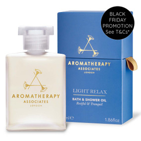 Aromatherapy Associates Light Relax Bath & Shower Oil
- 55-ml glass bottle in a blue box; Sooth and relax your senses; the beautiful essential oil blend within Aromatherapy Associates’ Light Relax Bath & Shower Oil is the perfect way to ease stress and unwind after a busy day.
