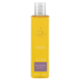 Aromatherapy Associates De-Stress Shower Oil -  250-ml bottle; transforms from an oil to a gorgeous milky texture.