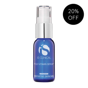 iS Clinical Poly-Vitamin Serum 30ml - blue bottle; transforms dry, dehydrated skin leaving it moisturised, hydrated & toned