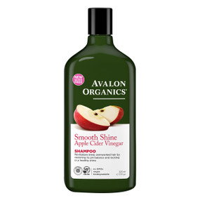 Avalon Organics Smooth Shine Apple Cider Vinegar Shampoo - 325-ml bottle; contains organic apple cider to help restore shine to hair that is dull, limp and weighed down by product build-up.