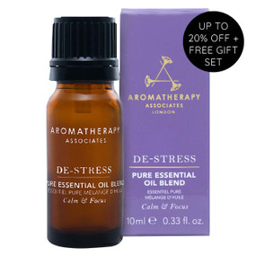Aromatherapy Associates De-Stress Pure Essential Oil - 10-ml blend glass bottle in a box; works to de-stress your mind for calm moments. Burn or use in diffuser