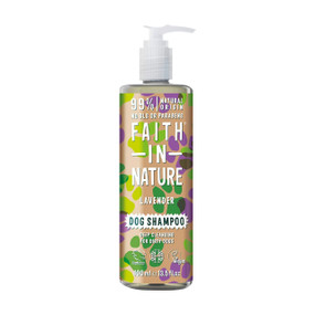 Faith In Nature Lavender Dog Shampoo - 400-ml plastic bottle; has been specially formulated with vitamin E for a healthy, shiny coat and is pH-balanced