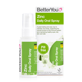 Better You Zinc Daily Oral Spray - 50-ml white bottle with a green label; maintains healthy eyes, hair, skin and nails