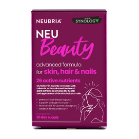 Neubria Neu Beauty - Multivitamin For Skin, Hair & Nails - 30-Tablets pink carton box; supports healthy skin, hair, and nails