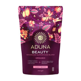 Aduna Advanced Superfood Blend Beauty - 250-Grams pouch;  contains Hibiscus, Goji Berries & Acai rich in vitamin C for collagen.