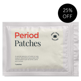 Ross J. Barr Period Patches - 7-Patches pouch front image; made using a special selection of herbs to help support discomfort associated with menstruation, such as aches, pains, and cramps