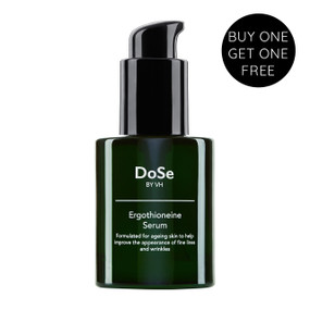 DoSe by VH Ergothioneine Serum, 30 ml, in a green glass bottle; one of the most powerful antioxidant serum, this antiaging face serum provides 40+ benefits for skin.