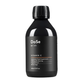 DoSe Liposomal Vitamin C 240ml black plastic bottle; in liquid form to support your immune system, energy levels, and collagen formation.