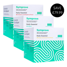 Symprove Daily Essentials: All flavours, 3 FOR 2, includes three boxes of the Symprove Daily Essentials 4-week supply, for a total of a 12-week gut health programme in three flavours: Original, Mango & Passion Fruit and Strawberry & Raspberry