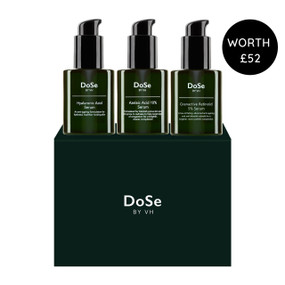 DoSe For Blemishes & Breakouts is a soothing, non-drying skincare trio designed for skin prone to acne, blemishes, and breakouts. It features azelaic acid, granactive retinoid, and hyaluronic acid to support clear, balanced skin.