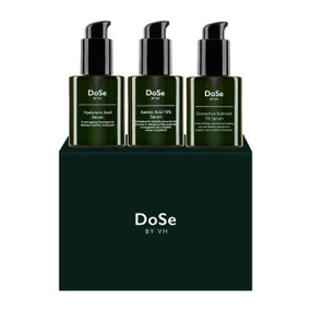 DoSe For Blemishes & Breakouts is a soothing, non-drying skincare trio designed for skin prone to acne, blemishes, and breakouts. It features azelaic acid, granactive retinoid, and hyaluronic acid to support clear, balanced skin.