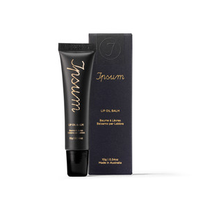 Ipsum Lip Oil Balm 10g black tube & black carton box;  a 100% natural, COSMOS-certified organic lip treatment that deeply nourishes, hydrates, and protects for soft, smooth, healthy-looking lips.