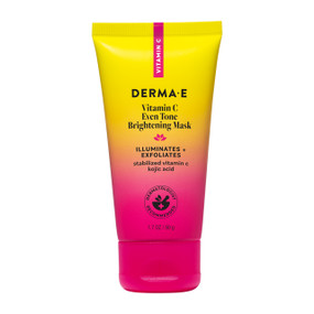 DERMA E Vitamin C Even Tone Brightening Mask - 50ml yellow and pink tube;  Derma E Vitamin C Even Tone Brightening Mask helps visibly even skin tone, smooth texture and enhances radiance.