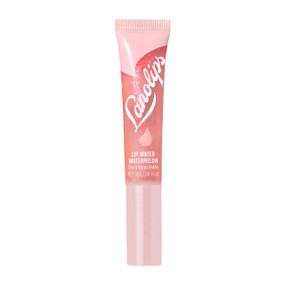 Lanolips Lip Water Watermelon 10ml in a sleek pink tube with a light pink cap; a lightweight lip serum with liquid lanolin, hyaluronic acid and glycerin for glossy, dewy, hydrated lips.