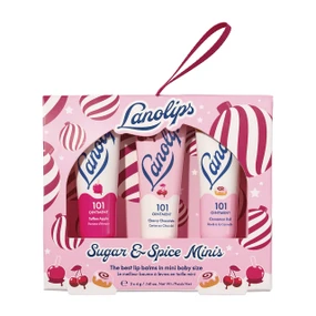Lanolips Sugar & Spice Minis 101 Ointment lip balm gift set; Treat lips to Lanolips Sugar and Spice Minis, a festive trio of mini 101 Ointments in Toffee Apple, Cinnamon Roll and Cherry Chocolate.