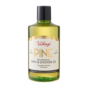 Wiberg's Pine Rejuvenating Bath & Shower Oil 300ml in a green plastic tube;gently cleanses and moisturises with botanical oils, leaving skin soft, smooth and refreshed with a fresh pine fragrance.