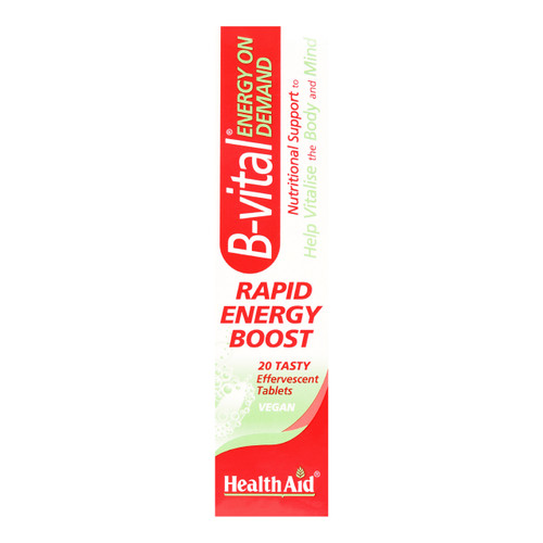 HealthAid B-Vital Effervescent Tablets is a unique combination of essential B-complex vitamins, multivitamins and minerals; providing a delicious multivitamin that helps maintain optimum energy levels.