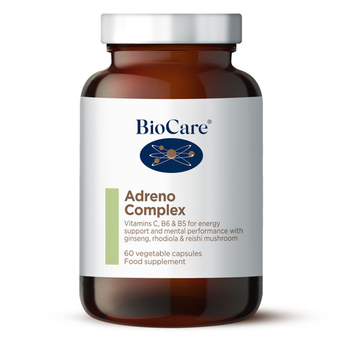 Biocare Adreno Complex contains vitamins & herbs to support optimum adrenal function