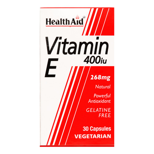 HealthAid Vitamin E 400iu contains Vitamin E, which functions as a natural powerful antioxidant, helping to combat free radical damage to the body.