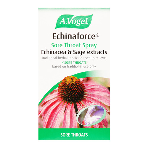 A.Vogel's Echinaforce® Sore Throat is a throat spray for fast relief of sore throat symptoms.