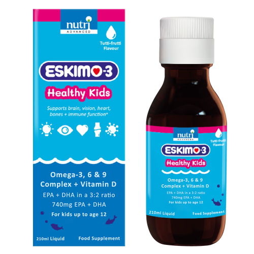 Eskimo 3 Little Cubs Kids Omega 3 Fish Oil, 210ml brown glass bottle, is a pure stable fish oil suitable for kids aged 3-12 years