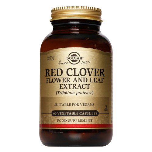 Solgar Red Clover Flower and Leaf Extract - 60 capsules brown glass jar, helps fight infections