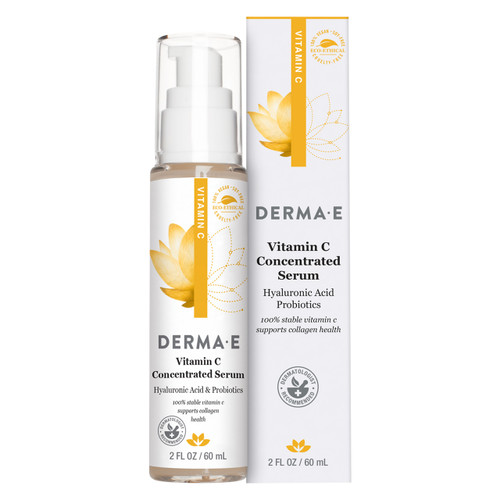 Derme E Vitamin C Concentrated Serum, 60ml plastic pump in white box, brightens & freshens a dull complexion