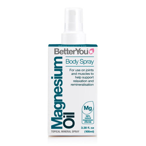 Better You Magnesium Oil Spray provides transdermal magnesium chloride spray for topical use which feels like an oil and has numerous benefits including alleviating sore joints, knee pain and encouraging restful sleep.