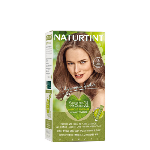 Naturtint Permanent Hair Colour 6G Dark Gold Blonde  green box,  is a natural, ammonia-free permanent hair colour leaving your hair smooth & shiny
