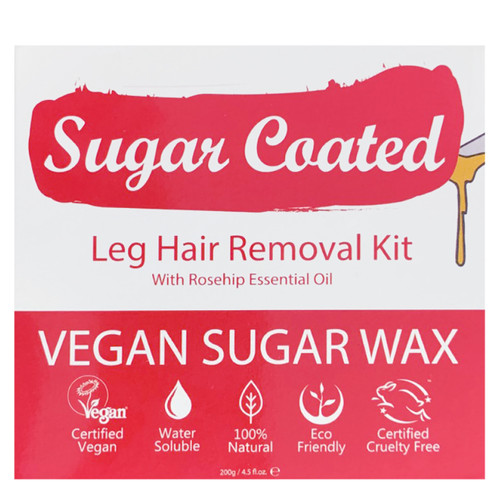 Sugar Coated Leg Hair Removal Kit is a 100% natural vegan sugar wax kit for the removal of unwanted leg hair.