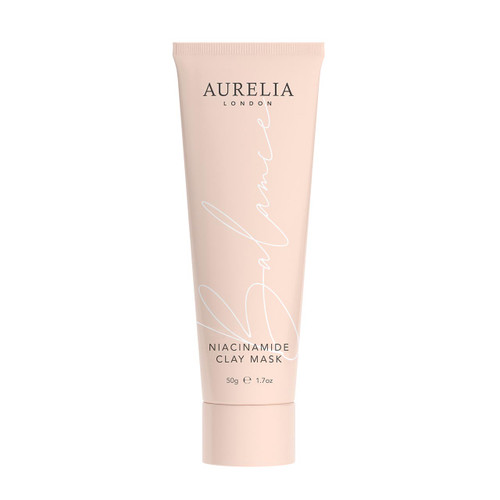Aurelia London Niacinamide Clay Mask 50g pink tube, is a deeply cleansing treatment face mask with Charcoal, Salicylic Acid, and Probiotics.