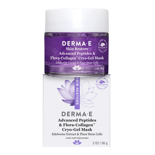 Derma E Skin Restore Advanced Peptides and Flora-Collagen™ Cryo-Gel Mask 56g, white carton box & transparent glass tube with white cap,
